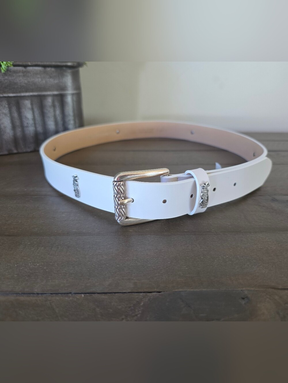 Glenayr Golf White Leather Golf Belt Bag Conchos Made In Canada Size M New - Picture 4 of 14